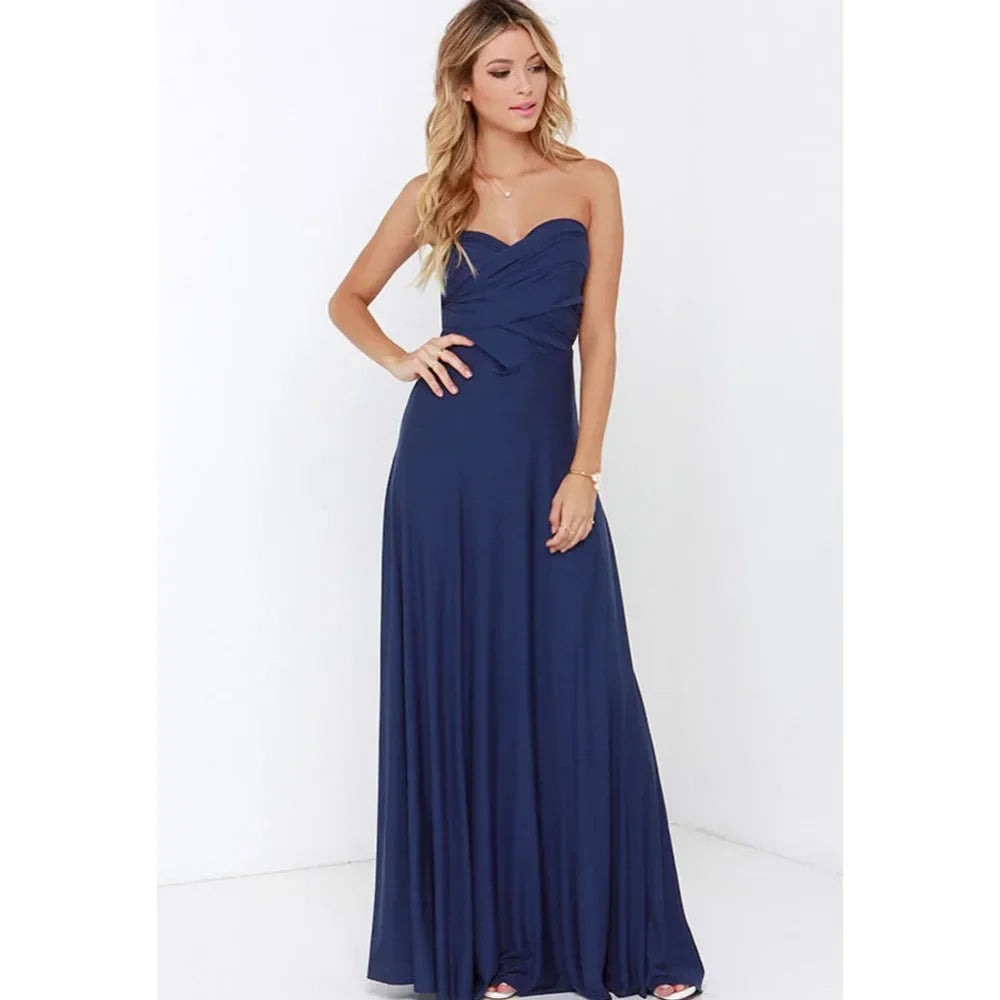 Fashion Multi-worn V-neck Vestidos De Fiesta Women Long Dress Sexy Strapped Lady Summer Maxi Dress - Matrix-studios.com