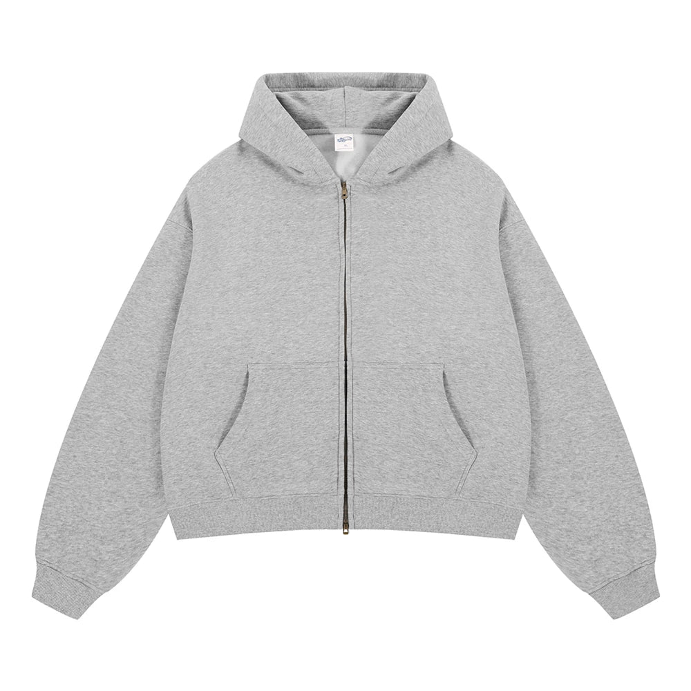 ZODF Trendy 2025 Winter Man Solid Fleece Boxy Hoodies Unisex 350gsm Double Head Zipper Hooded Sweatshirts Coat HY1122 - Matrix Studios