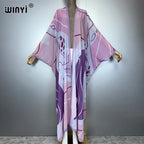 WINYI Africa Bohemia print Kimonos loose dresses for woman Cardigans beach outfits kaftan beach cover up evening dress maxi coat - Matrix Studios