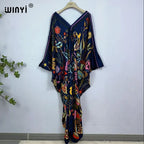 WINYI Print Summer Maxi Dress Muslim Abaya Lady Beach Cover Up Muslim Woman Dresses Beachwear Fashion Kaftan Abaya Dubai Luxury - Matrix Studios