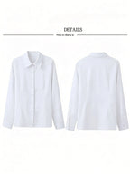Women Spring Autumn Style Blouses Shirts Lady Casual Long Sleeve Turn-down Collar Solid Color Blouse Tops - Matrix-studios.com