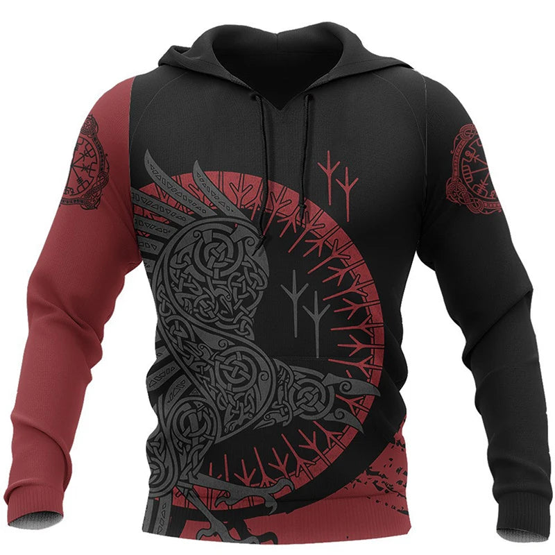 Mens Hoodies Vikings eagle Tattoo Fashion Animal pattern 3D Printed Style Casual Harajuku Hip Hop Pullover Oversized Sudaderas - Matrix Studios