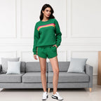 Everyday Comfort Women's 2-Piece Sweatshirt & Shorts Matching Set with Side Pockets. Soft cozy warm casual tracksuit for lounging at home or outdoor activities. Great for walking, gym, school, or relaxing. Elevate daily outfi - Matrix-studios.com