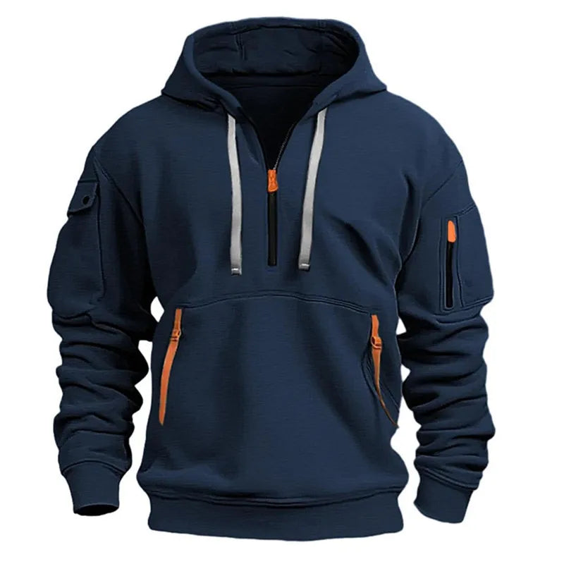 Men's Hoodie Multi Pocket Zipper Casual Sports Hoodie Men/Women Plus Size Loose Pullover Fashion Sweatshirt Long-Sleeve tops - Matrix Studios