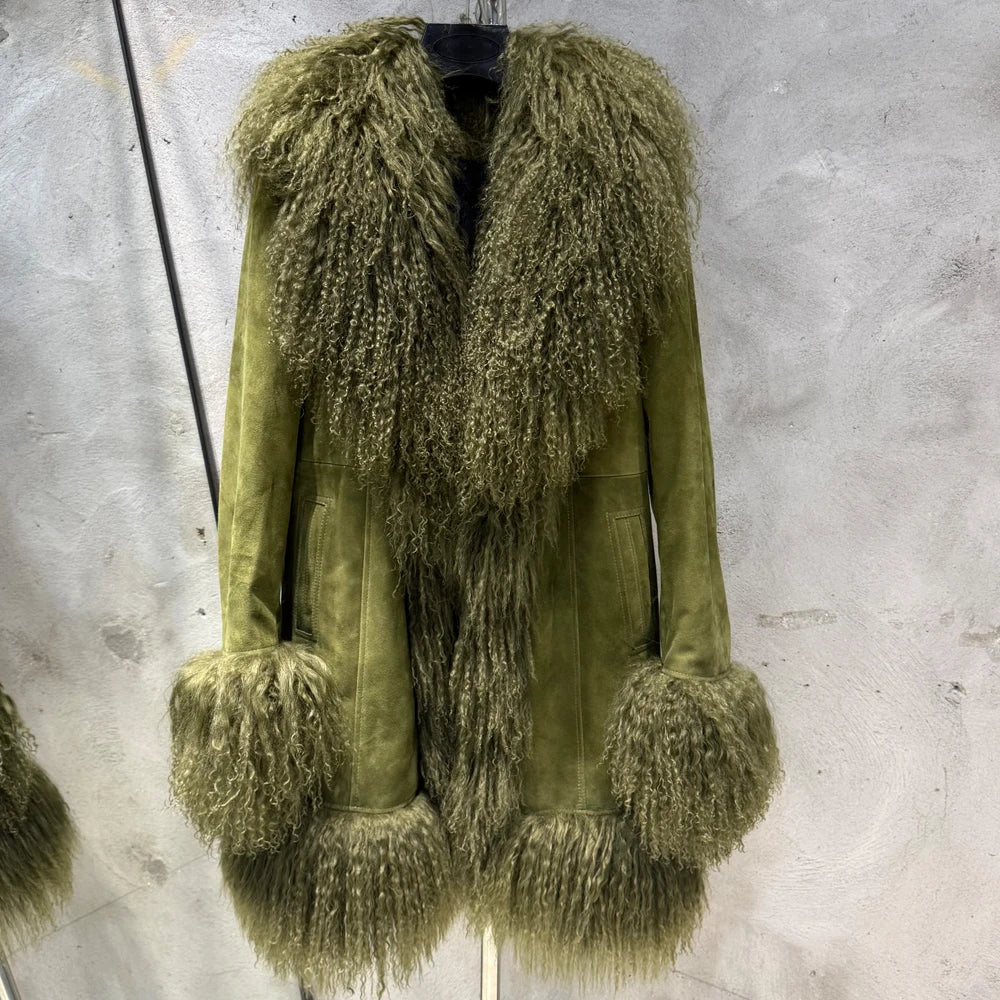 GO BALLISTIC YA Mongolia Sheep Fur Coat Women Real Leather Jacket Genuine Leather Coat - Matrix Studios