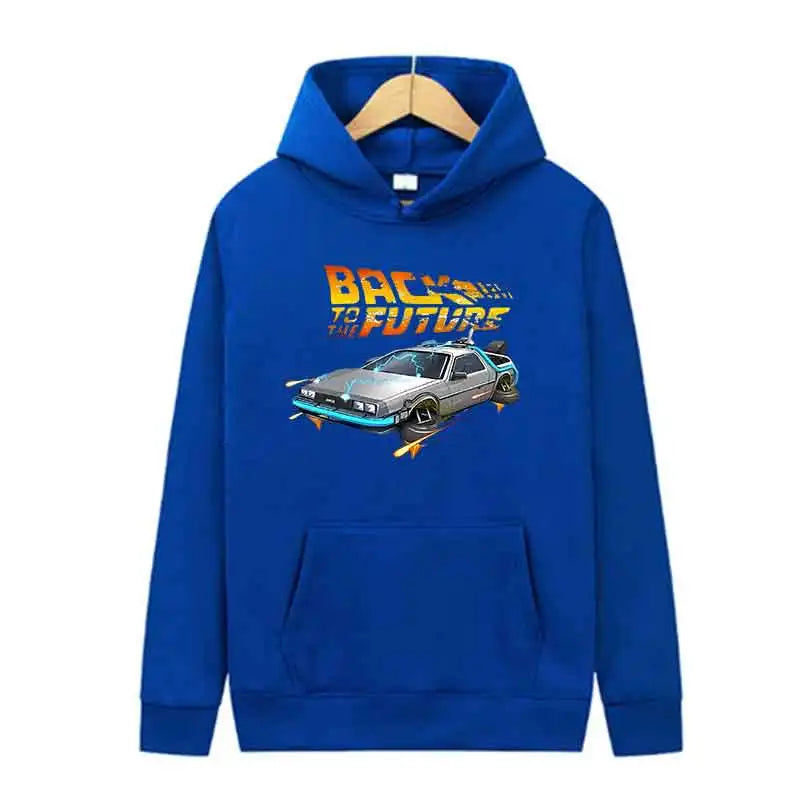 Back To The Future Retro DeLorean Car Print Hoodie Long Sleeve Tops Men Casual Streetwear Pullover Spring Autumn Unisex Clothing - Matrix Studios