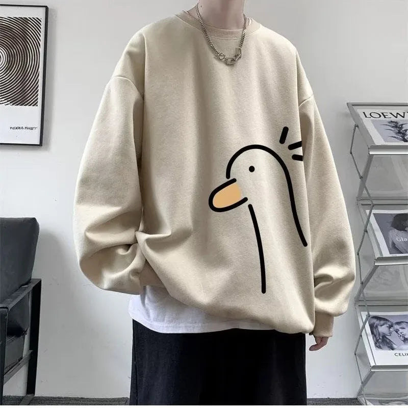 【M-8XL Sweatshirts】Men Oversized Sweatshirt Fashion Loose Yellow Duck Print Long Sleeve Couple Clothes - Matrix Studios