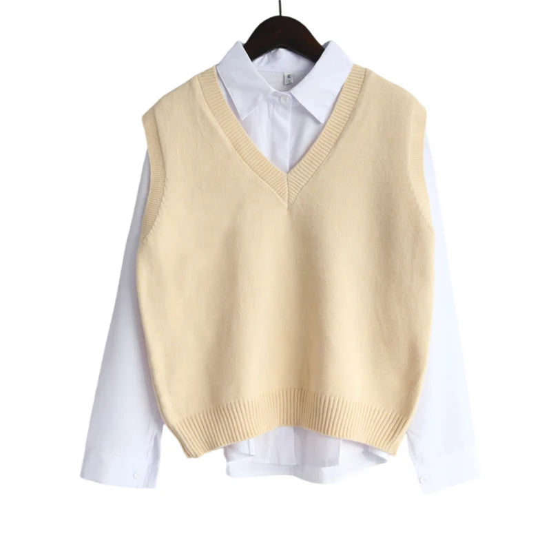 Fall Winter Sweater Vest Women 2026 Korean Fashion V Neck Sleeveless Knitted Pullover Waistcoat Female Loose Spring Jumper - Matrix Studios
