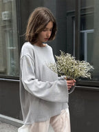 Original Backless O-neck Cotton Knit Sweater Autumn and Winter Women Simple Loose Soft Warm Elastic Daily Office Casual Sweater - Matrix Studios