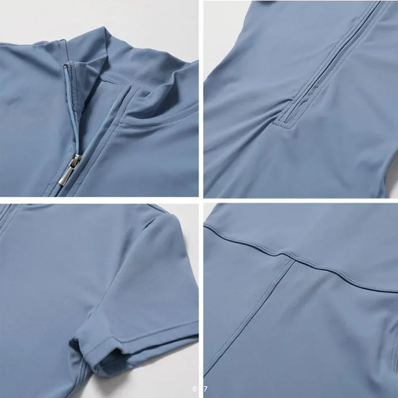 Women's Fitness Short Jumpsuits Long Sleeve Training Overalls One-Piece Sporty Suits Workout Romper Gym Clothing Woman Tracksuit - Matrix Studios