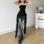 Sexy Off Shoulder New Tank Tops Fashion Women Spring Summer Sleeveless High Street Chest Warp Crop Top Casual Tassel Y2K Tees - Matrix-studios.com