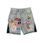 Y2k Cherry Blossom Embroidered Denim Shorts Mens Womens Gothic Harajuku Retro Loose Casual Denim Shorts Fashion Punk Streetwear