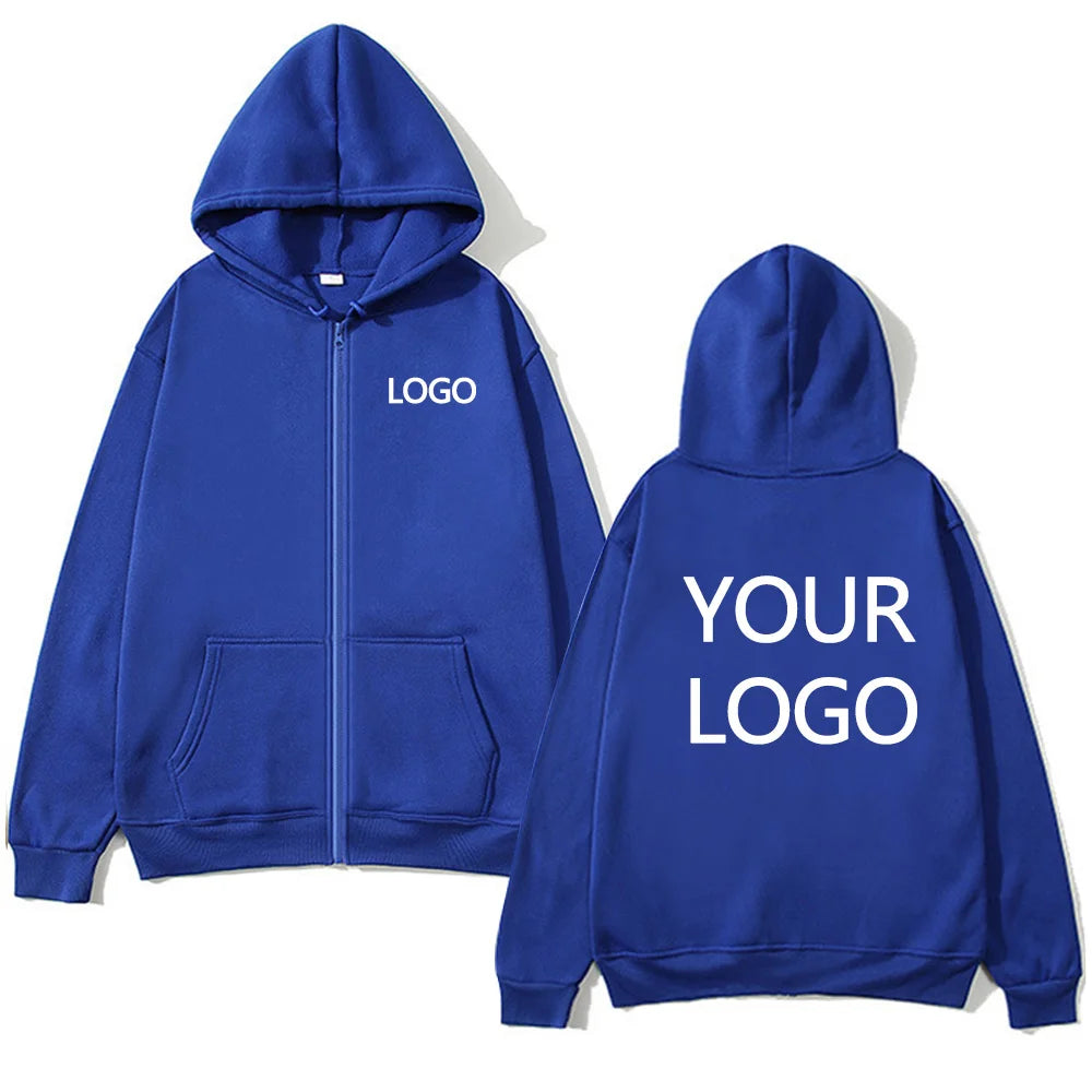DIY Personalised customised logo, men's street hoodie, zip front sports sweatshirt, women's casual knitted hoodie, couple's gift - Matrix Studios