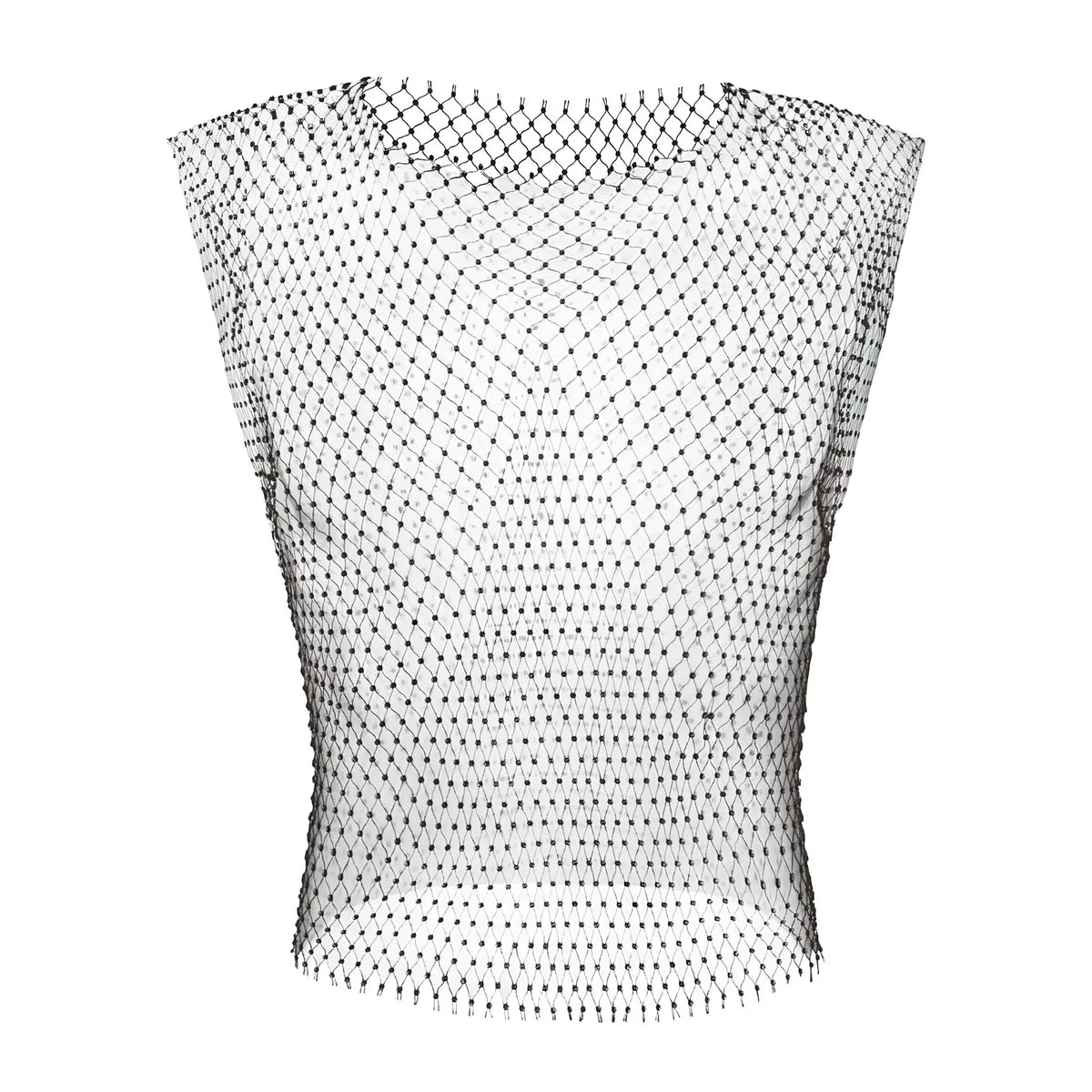 Men Sexy Tank Tops Fishnet Rhinestone Shiny Hollow Vest Man Mesh See-Through Sleeveless T-Shirt Transparent Clothing - Matrix Studios