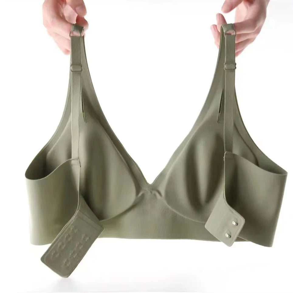 Soft Support Jelly Glue French Deep V Underwear Women's No Steel Ring Small Chest Gathered Comfortable Adjustment Seamless Bra - Matrix Studios