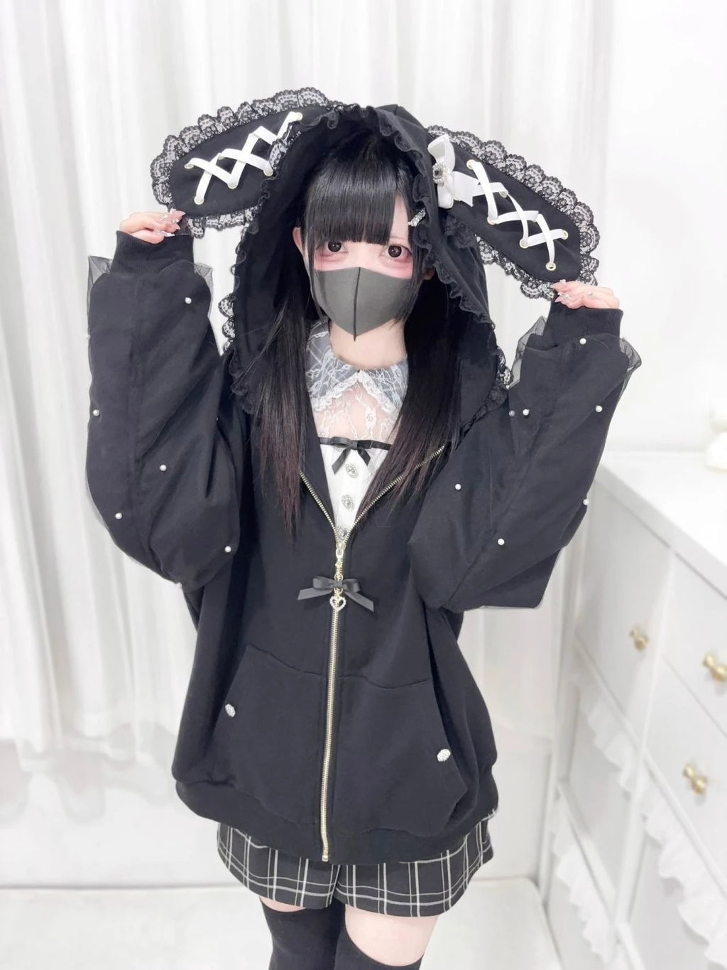 Vintage Kawaii Long Sleeve Loose Coat with Hooded Women Japanese Cute Zipper Sweatshirts Female Casual Y2k Jacket Overcoat Chic - Matrix Studios
