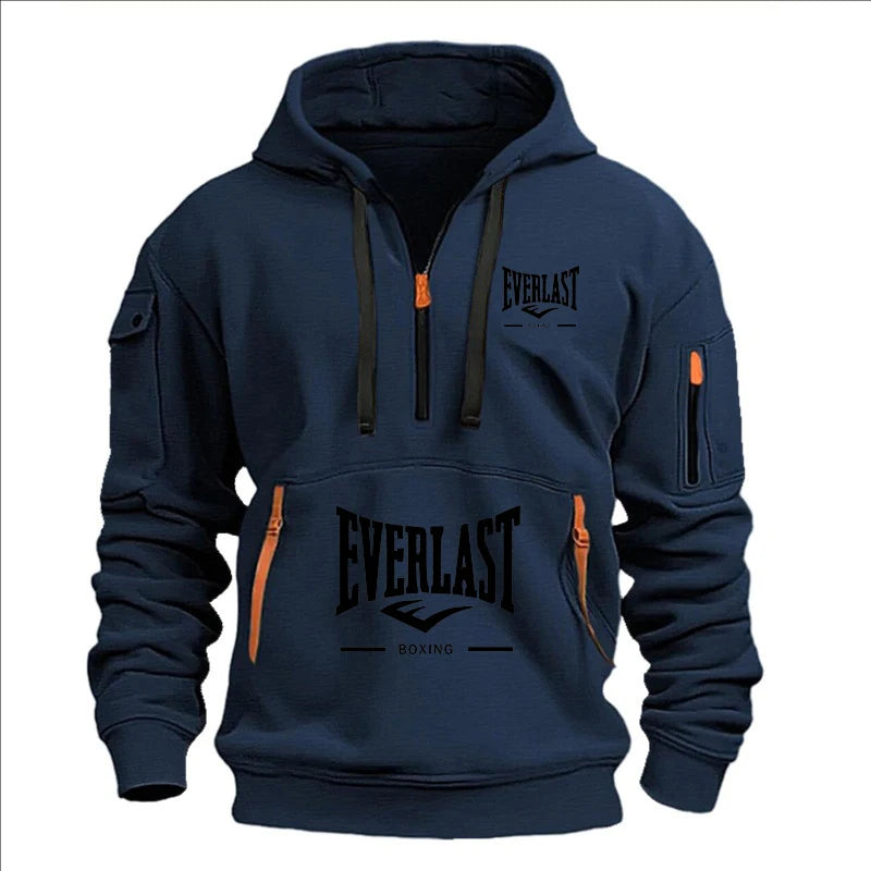 Fashion autumn and winter men's brand clothing multi-zipper design printed hoodie casual sweatshirt loose hooded jumper - Matrix Studios