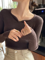 2026 Basic V-neck Chic  Autumn Winter Pullover Women Female Knitted Ribbed Sweater Slim Long Sleeve Badycon High Quality Sweater - Matrix Studios