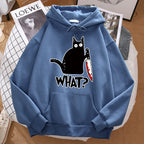 What Cute Little Black Cat Holding A Knife Men Hoodie Street Fleece Hoody Hipster Autumn Sweatshirt Hip Hop Clothing Woman - Matrix Studios