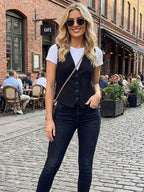 Willshela Women Fashion Solid Single Breasted Waistcoats Vest Vintage Sleeveless Jackets Female Chic Lady Tank Tops - Matrix Studios