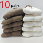 5/10 Pairs Socks Women Luxury Designer Cashmere Wool Sock Solid Warm Thick Pile Embroidered Logo Mid-Calf female Snow Boot Socks - Matrix Studios