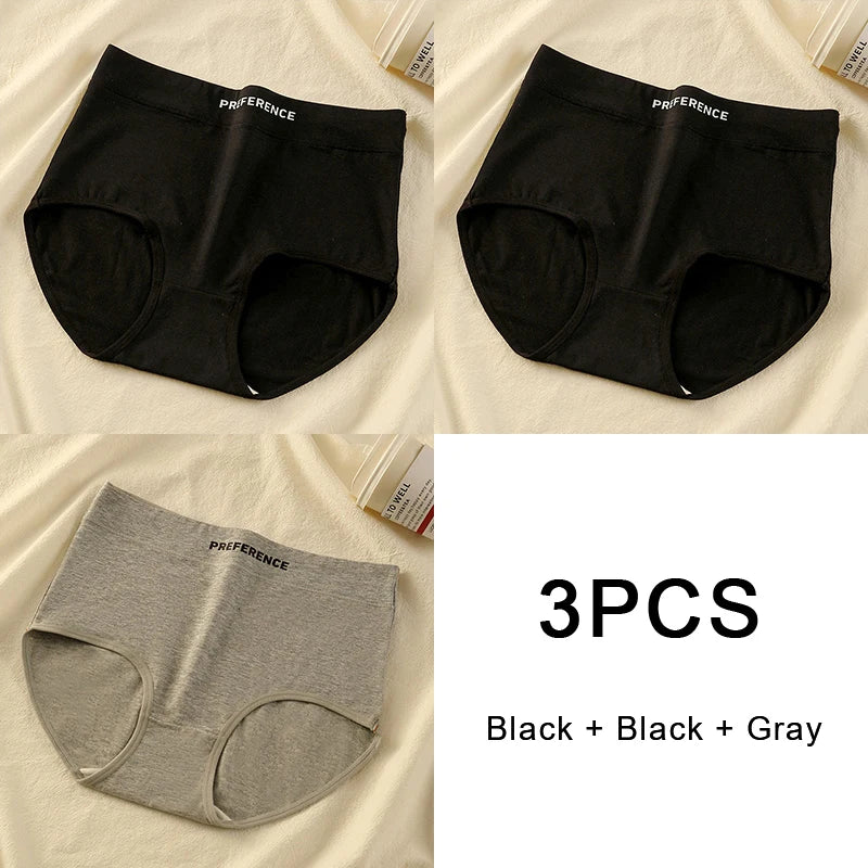 3PCS/set Color Panties Cotton Women Comfortable High-waist Underwear Soft Lingerie Breathable Female Panty Fitness Sports Briefs - Matrix Studios