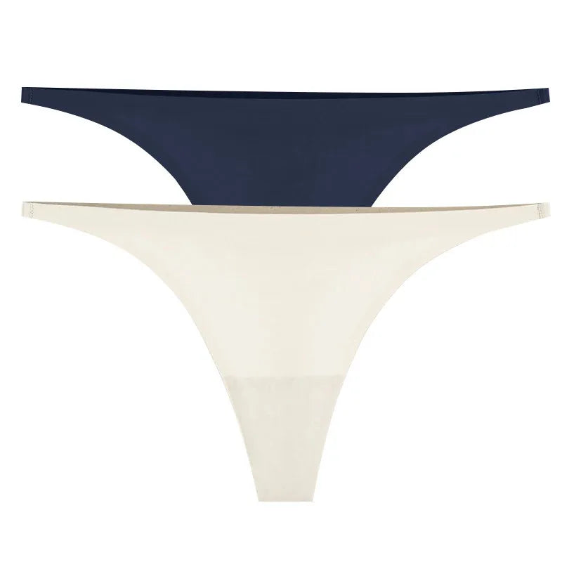 1-6pcs Seamless Panties Ice Silk Seamless Panties For Women Soft Thin Thongs Woman Satin Underwear Female Bikini String Panties - Matrix Studios