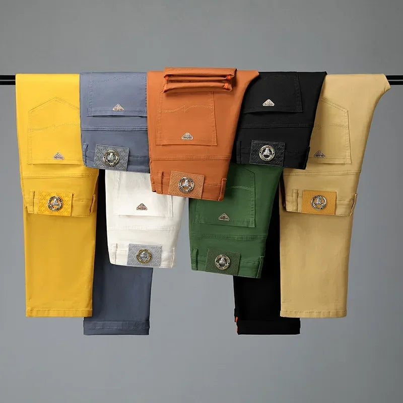 Seven-Color Stretch Jean Men's Trendy Wild Simple 97% Cotton High-End Slim-Fitting Small Straight Casual Men's Clothing Trousers - Matrix Studios