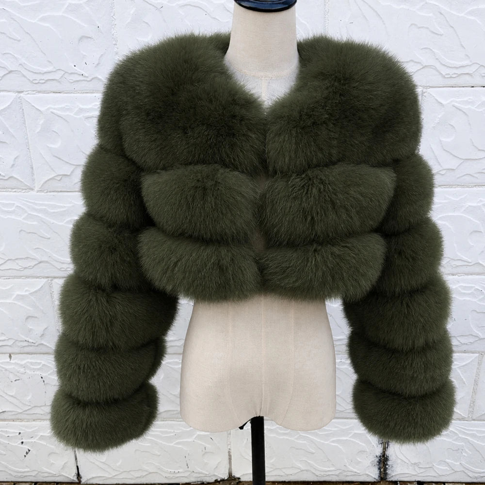 QUEENTINA Real Fox Fur Coat 30cm Women'S New Fashion Winter Leather And Skin White Clothing Natural New In Coats & Jackets - Matrix Studios