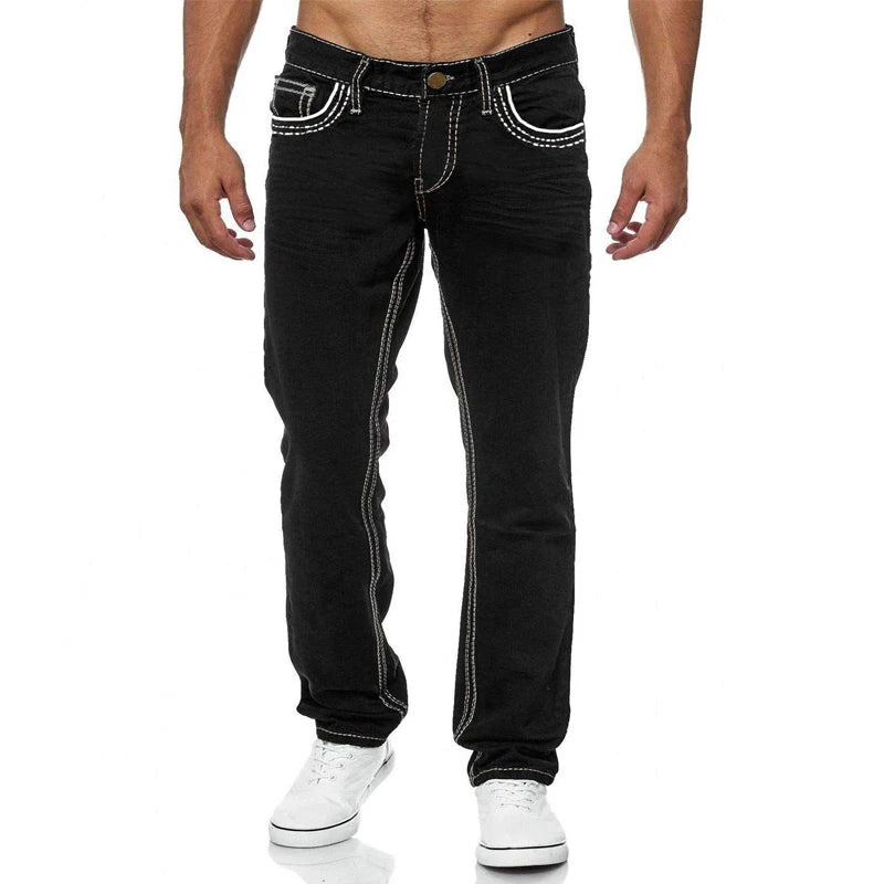 Straight Jeans Men Washed no hole Jean Spring Summer Boyfriend Jeans Streetwear Loose Cacual Designer Long Denim Pants Trousers - Matrix Studios