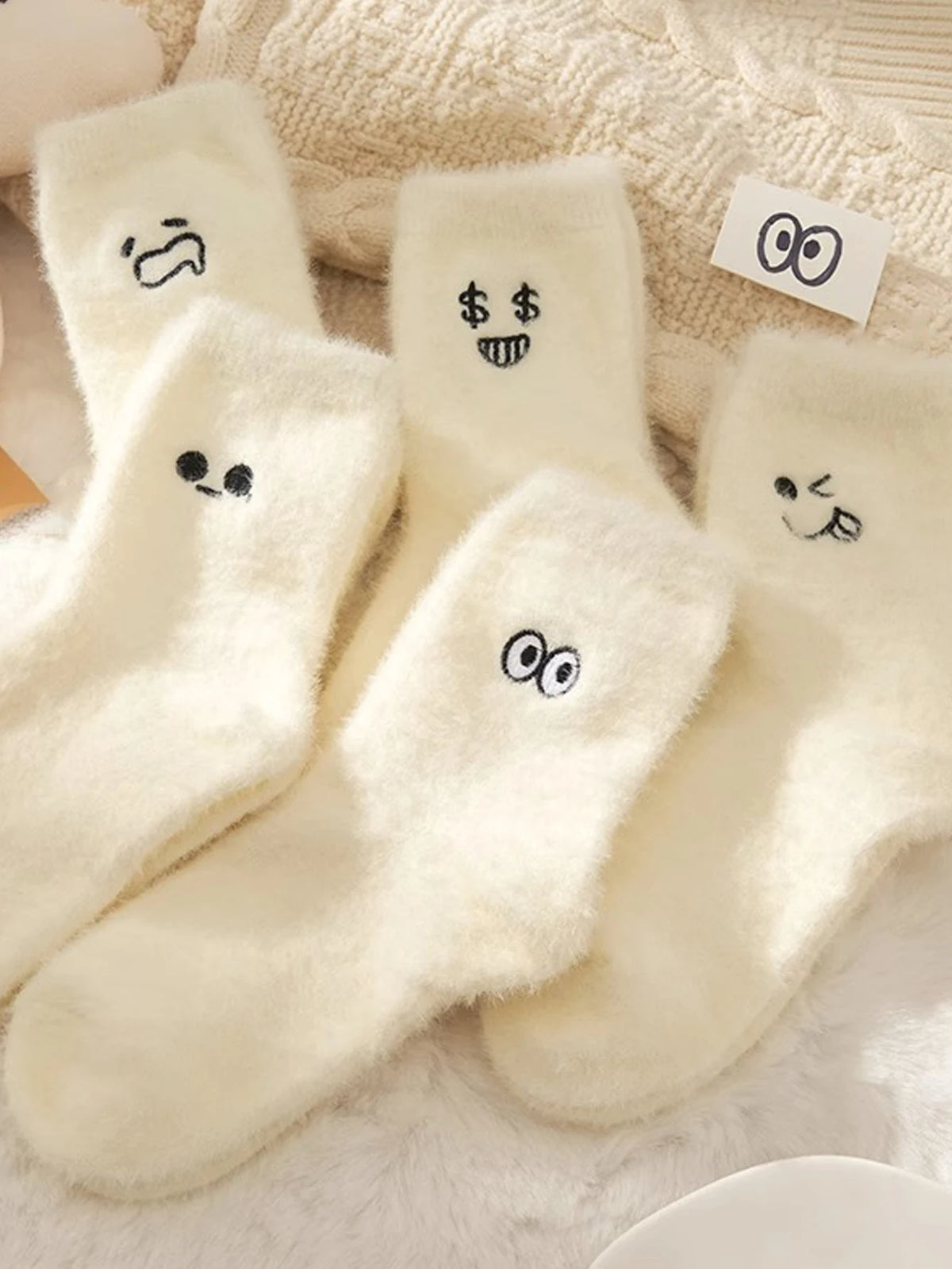6/5/4/3/2/1Women's Warm Solid Color Floor Socks Non Slip Plush Knitted Coral Fleece Socks No Show Socks - Matrix Studios