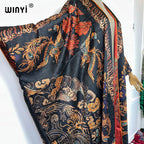 WINYI High Quality Double-Sided Print Open Abaya Dubai Luxury Coat Beach Wear Cover Up Elegant Muslim Cardigan Kimono Maxi Dress - Matrix Studios