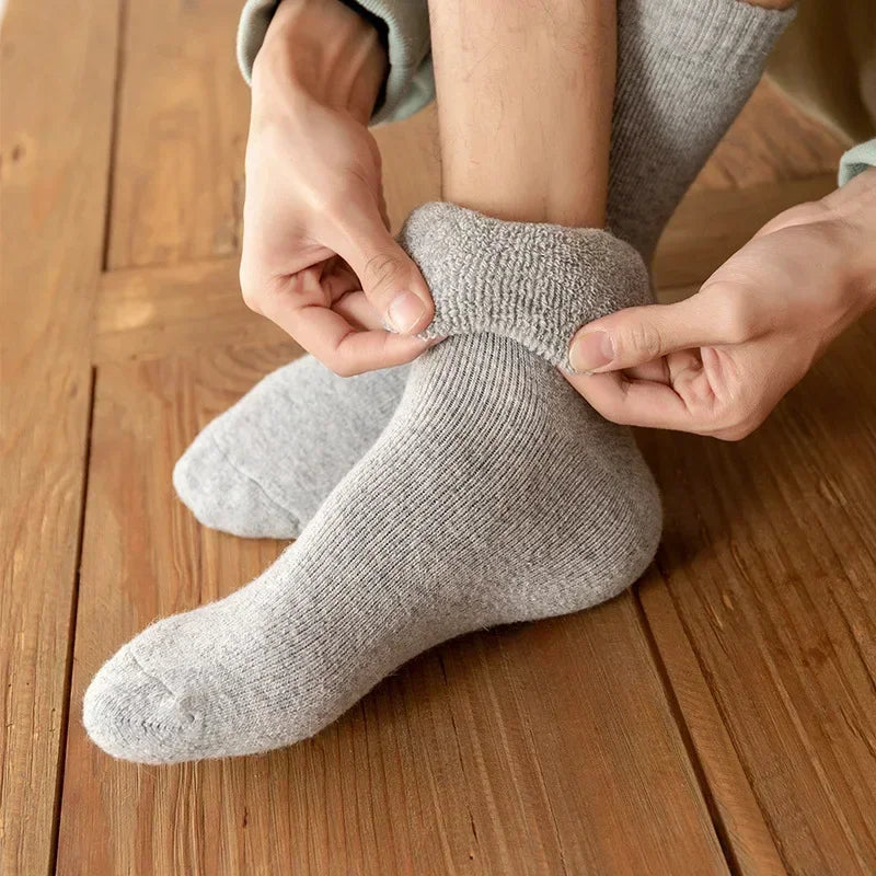 3 Pairs Men Women Wool Socks Couples Solid Winter Snow Chrismas Gift Thermal Cashmere Marino Thickened Fleece Terry Loop socks - Matrix Studios