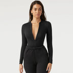 2025 Fall Winter New Women's Jumpsuits Tight-Fitting Knit Jumpsuit with Zipper Top Y2k Woman Clothing - Matrix Studios
