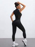 Back-Hollowed-Out Mesh One-Piece Yoga Dress Feminine Hip-Lifting Exercise One-Piece Long Pants Fitness Fashion clothing - Matrix Studios