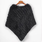 Women's Real Rabbit Fur Poncho Vest Natural Leather Winter Jacket Wrap Coat Shawl  Wedding Party Knitted Fur Vest Wholesale - Matrix Studios