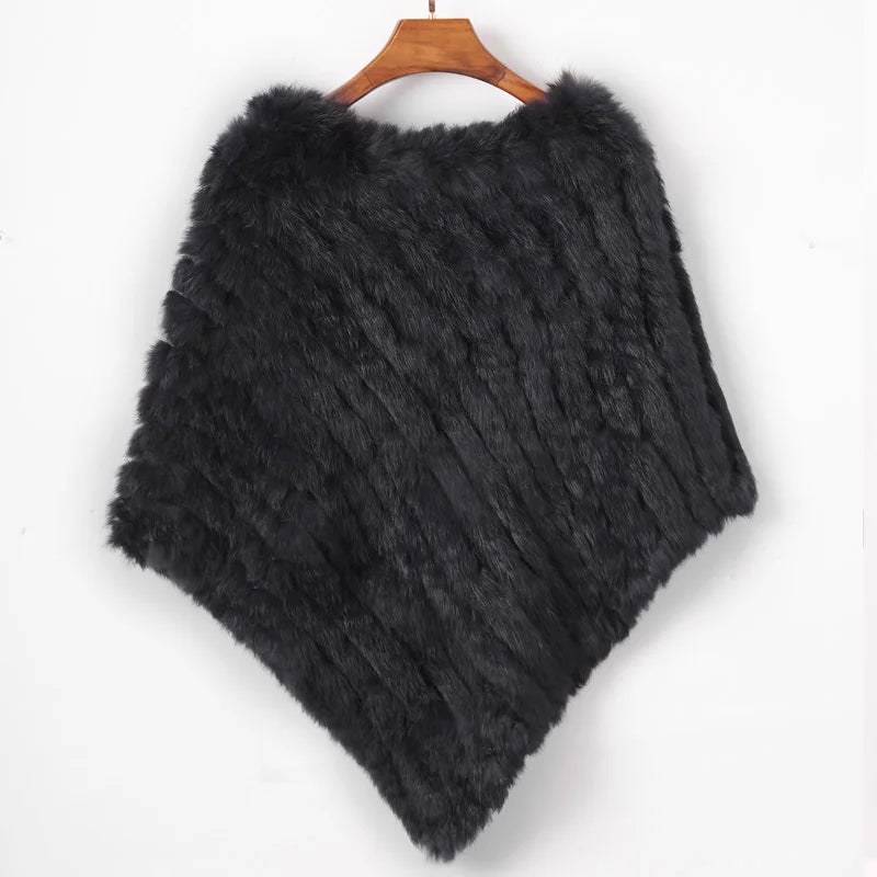 Women's Real Rabbit Fur Poncho Vest Natural Leather Winter Jacket Wrap Coat Shawl  Wedding Party Knitted Fur Vest Wholesale - Matrix Studios