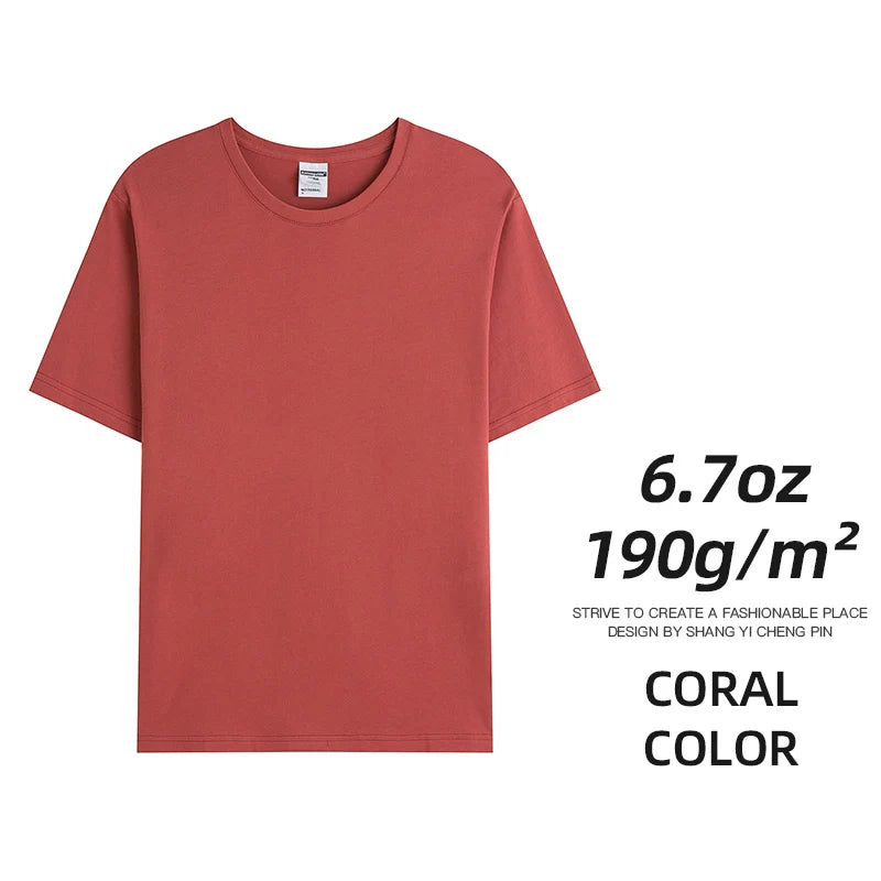 6.7oz 190gsm Combed Cotton Tees Tshirts Mens Solid Tops Woman Male Custom Team Uniform Class Clothes Summer Brand Customization - Matrix Studios