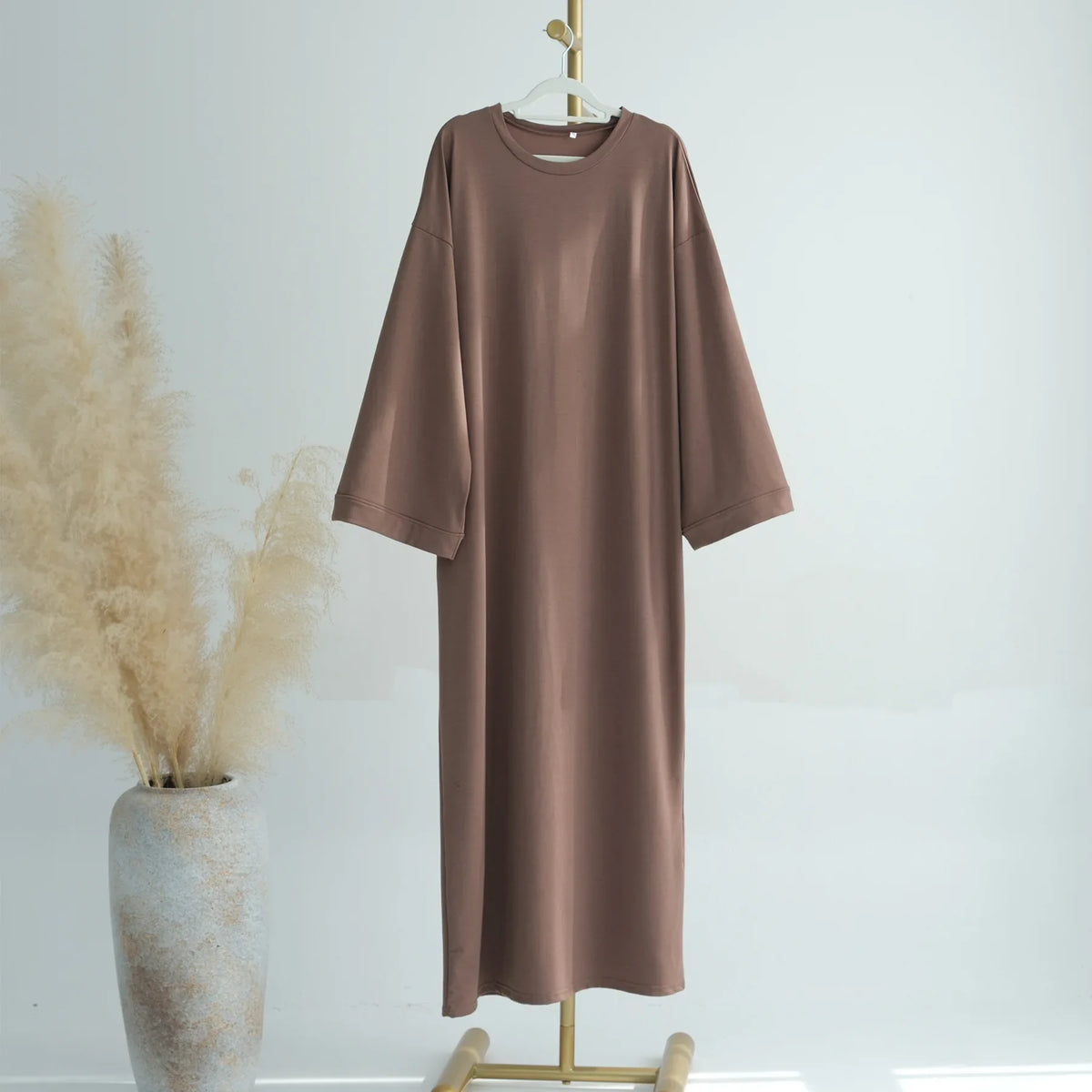 2024 New Modest Dress Solid Color Inner Dresses Muslim Women Dubai Abaya Eid Ramadan Islam Clothing Turkey Arabic Robe - Matrix-studios.com
