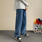 2023 Spring New Streetwear Baggy Jeans Men Korean Fashion Loose Straight Wide Leg Pants Male Brand Clothing Black Light Blue - Matrix Studios