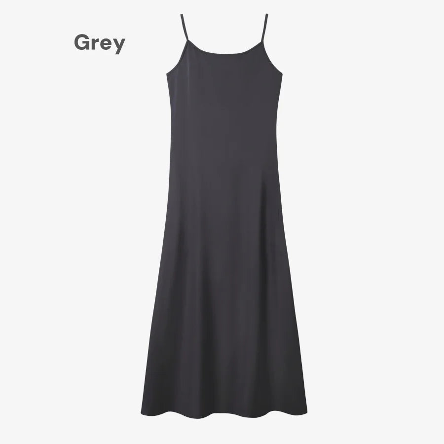 AS AW25 elegance slip satin dress + knitting cross top +mockneck woman clothing set adjustable maxi floor length - Matrix-studios.com