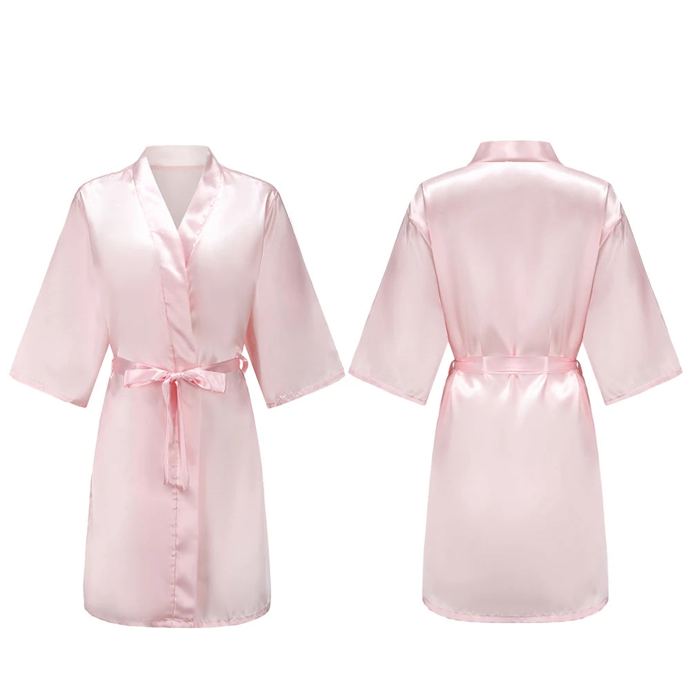 Women's Pure Short Silky Robes Bridesmaid Bride Party Satin Robes Sleepwear