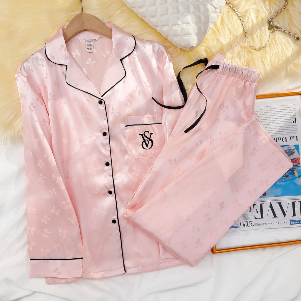Victoria's Secret Soft Breathable Button Down Pyjama Suit Womens Silk Satin Pajamas Set Short Sleeve Shorts Sleepwear Loungewear - Matrix-studios.com