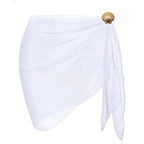 Women Summer Short Sarongs Swimsuit Coverups Beach Bikini Wrap Sheer Short Skirt Chiffon Scarf Cover Ups for Swimwear - Matrix Studios
