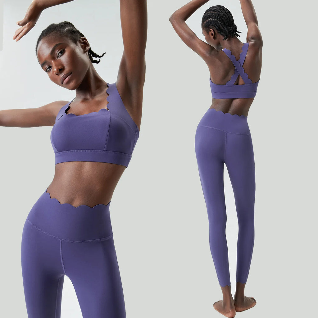 Women Solid Color Gym Suit Two Pieces Fitness Yoga Set Super Streth Slim Fit Running Sportswear Breathable Workout Clothes - Matrix-studios.com