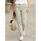 Autumn Cotton Women's Pants Y2K Black Drawstring Elastic Waist Casual Pants Female Loose Fashion Elegant Ladies Bottom - Matrix-studios.com