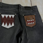 Washed Black Baggy Men Monster Tooth Embroidery Jeans Pocket Wide Leg Denim Pants Y2k Streetwear Hip Hop Loose Trousers Unisex - Matrix Studios
