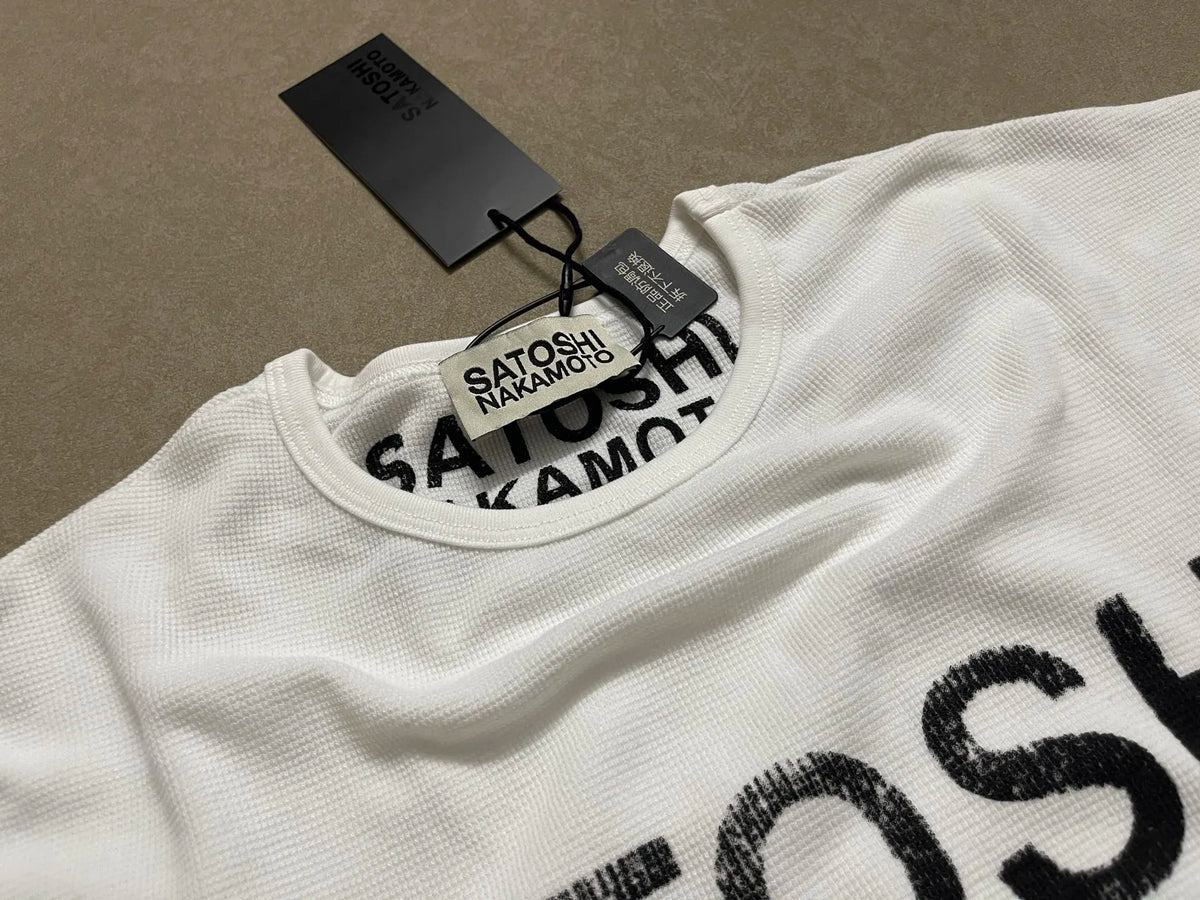 White Waffle Long Sleeve Satoshi Nakamoto T Shirt Men Women High Quality Tee Tops T-Shirt - Matrix-studios.com