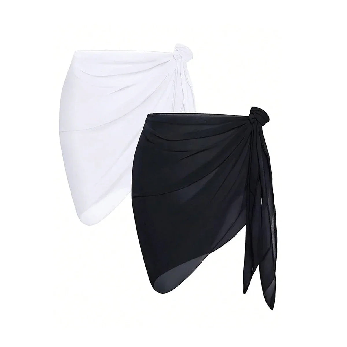 Women Summer Short Sarongs Swimsuit Coverups Beach Bikini Wrap Sheer Short Skirt Chiffon Scarf Cover Ups for Swimwear - Matrix Studios