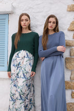 AS SS26 Luxe elegance slip satin dress + knitted top woman clothing set adjustable maxi floor length - Matrix-studios.com